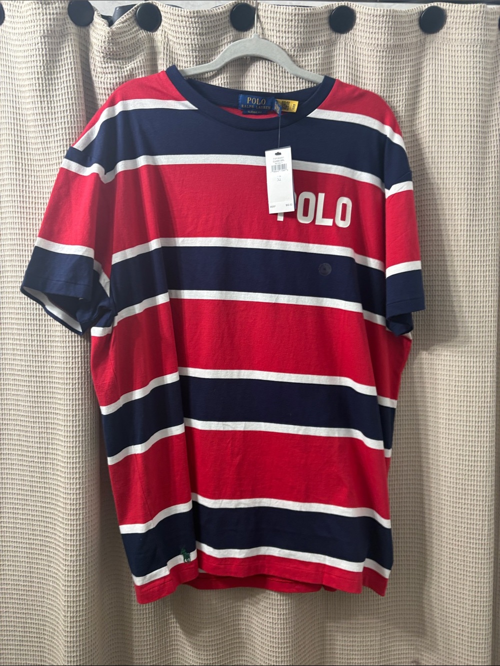 Polo by Ralph Lauren Red, Navy & White Striped Crew Tee